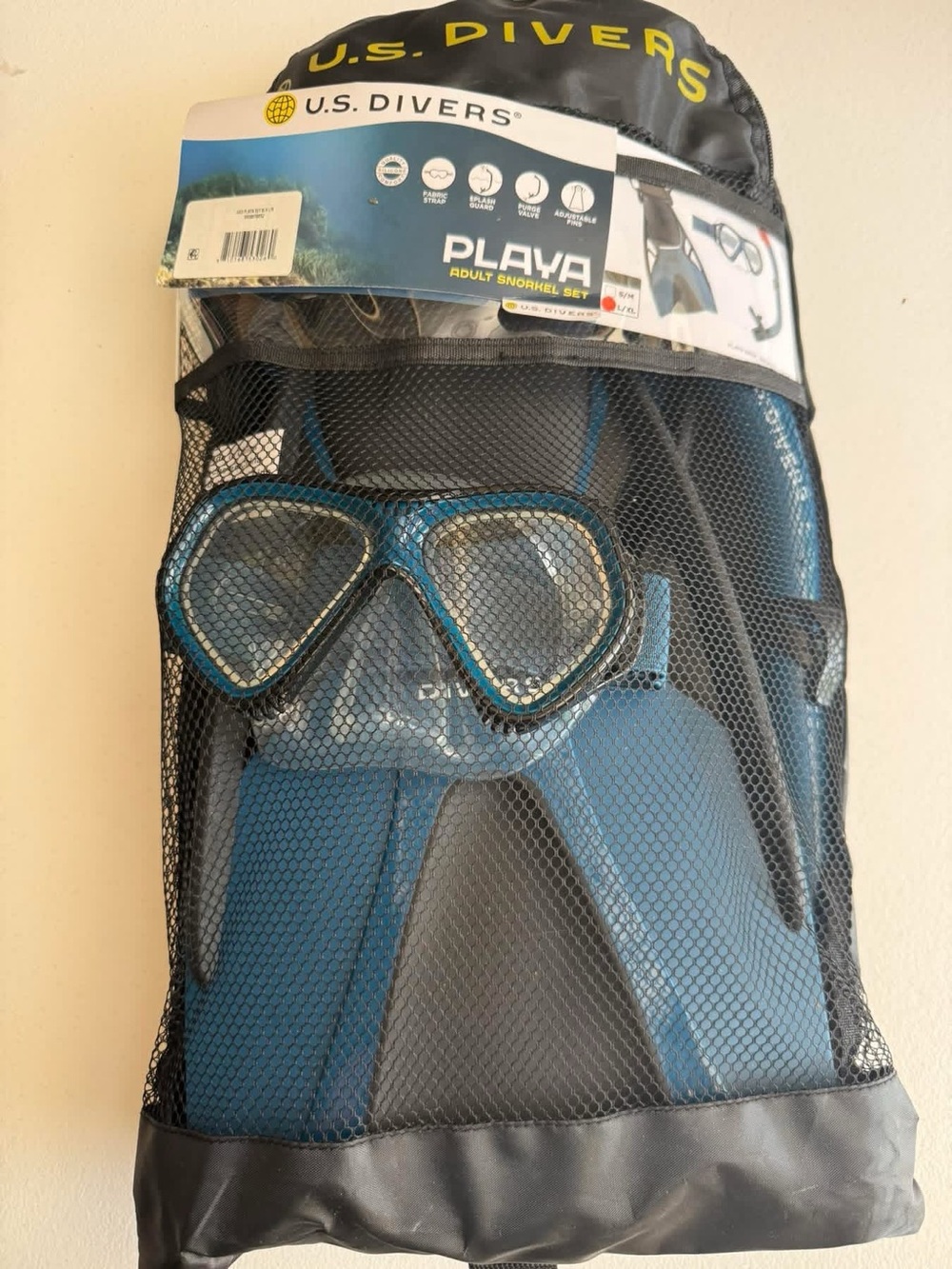 U.S. Divers Playa Adult Snorkel Set L/XL (Black & Blue)